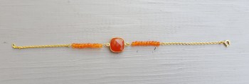 Goud vergulde armband met oranje Chalcedoon en Carneool