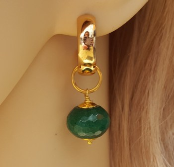 Goud vergulde creolen met Emerald groene Jade