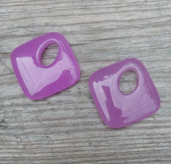 Hanger set vierkante paarse Jade