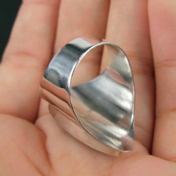 Zilveren edelsteen ring met ovale Parelmoer 17.3 of 17.7 mm