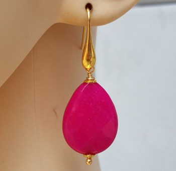 Oorbellen met facet fuchsia roze Jade briolet