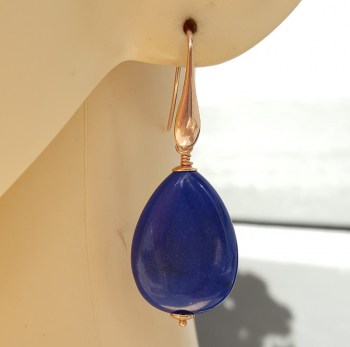 Oorbellen met gladde blauwe Jade briolet