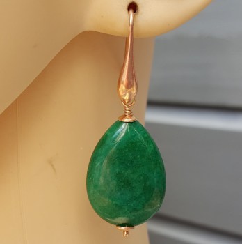 Oorbellen met gladde Emerald groene Jade briolet