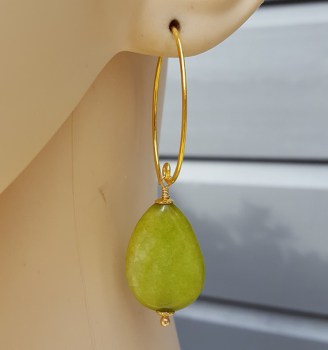 Oorbellen met gladde appeltjes groene Jade