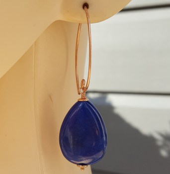 Oorbellen met gladde blauwe Jade