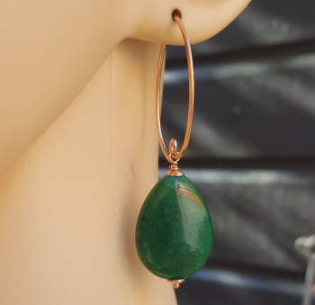 Oorbellen met gladde groene Jade