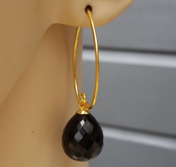 Oorbellen met zwarte Onyx briolet