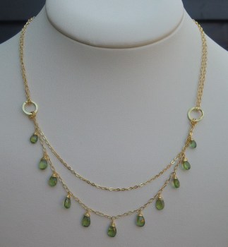 Vergulde ketting met Peridot briolettes
