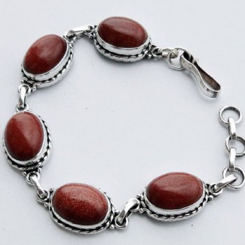 Zilveren armband met bruine Goudsteen schakels