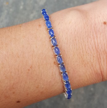 Zilveren armband gezet met kobalt blauwe Chalcedoon