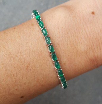 Zilveren armband gezet met cabochon geslepen Aventurijn