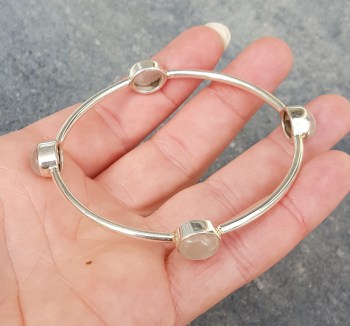 Zilveren armband / bangle gezet met Rozenkwarts