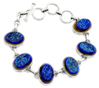 Zilveren armband gezet met druzy Titanium