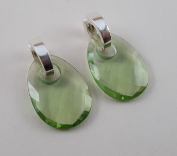 Zilveren ceolen met ovale hanger van groene Amethist quartz