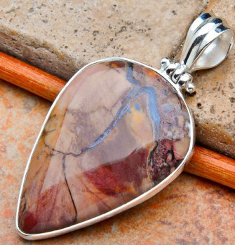 Zilveren edelsteen hanger met Butterfly Jasper