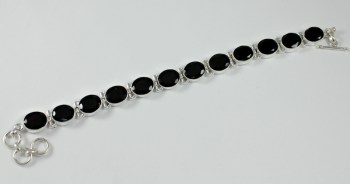 Zilveren edelsteen armband met ovale Granaten