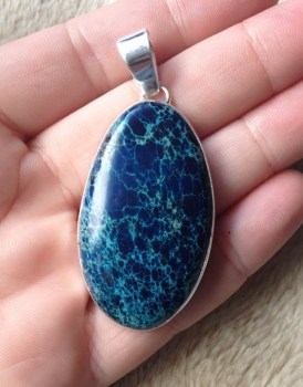 Zilveren edelsteen hanger met blauw Sediment Jasper