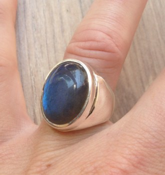 Zilveren edelsteen ring met Labradoriet ring maat 17.3 mm