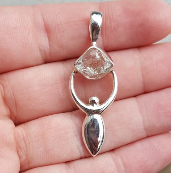 Zilveren hanger gezet met ruwe Herkimer Diamant