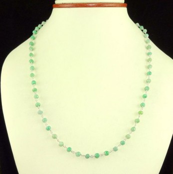 Zilveren ketting met facet geslepen Emerald rondelle