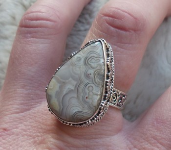 Zilveren ring Laguna Lace Agaat bewerkte setting 18.5