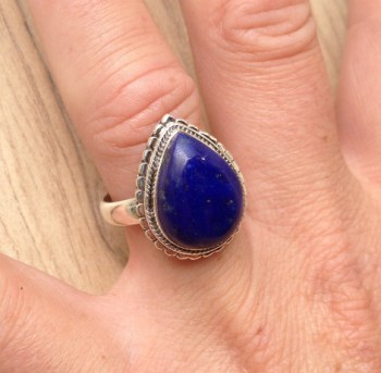 Zilveren ring gezet met Lapis Lazuli ring maat 18 mm