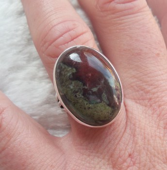 Zilveren ring gezet met drakenbloed Jaspis 17.3 mm