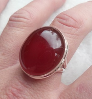Zilveren ring gezet met Carneool ring maat 19.3 mm