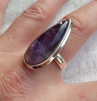 Zilveren ring gezet met Blue John ring maat 18.5 mm