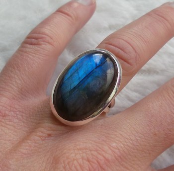 Zilveren ring gezet met Labradoriet ring maat 17.5 mm