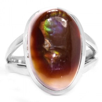 Zilveren ring gezet met Mexicaanse Vuuragaat 18 mm