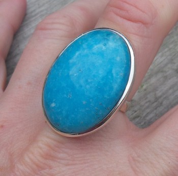 Zilveren ring gezet met ovale Smithsoniet maat 19 mm