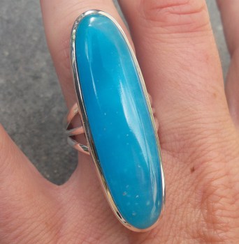 Zilveren ring gezet met smalle ovale Smithsoniet 18 mm