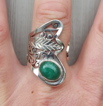 Zilveren ring gezet met Emerald verstelbaar