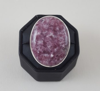 Zilveren ring gezet met Lepidoliet 19.7 mm
