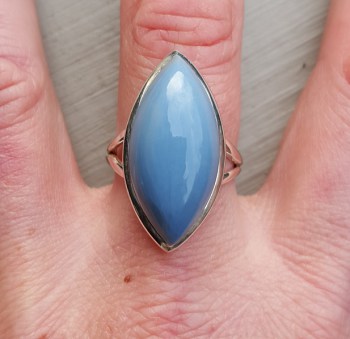 Zilveren ring gezet met marquise blauwe Opaal 18.5 mm