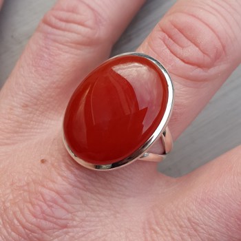 Zilveren ring gezet met Carneool maat 19.3 mm