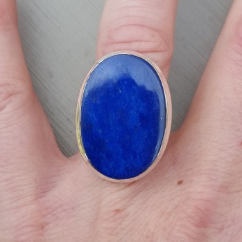 Zilveren ring gezet met ovale cabochon Lapis Lazuli 16.5 mm