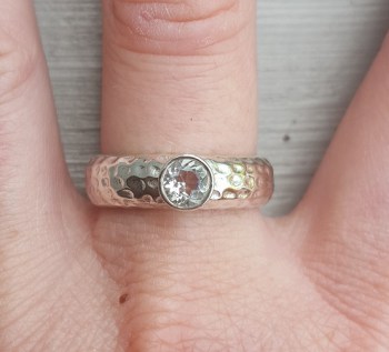 Zilveren ring gezet met ronde groene Amethist 19 mm