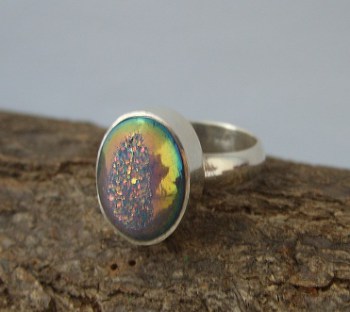 Zilveren ring met druzy Titanium ringmaat 8,5