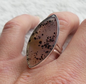 Zilveren ring met marquise Montana Agaat maat 17.3 mm