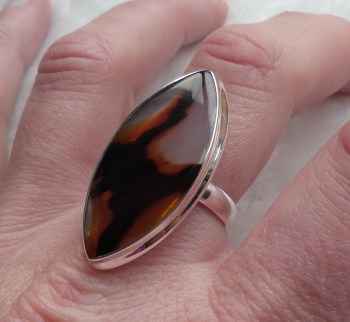 Zilveren ring met marquise Montana Agaat ring maat 18.5 mm