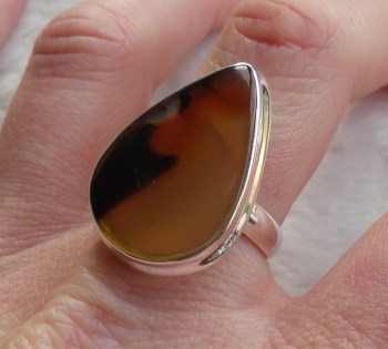 Zilveren ring met druppelvorm Montana Agaat ring maat 19 mm