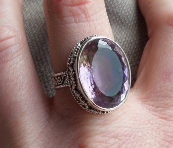 Zilveren ring met Ametrien gezet in bewerkte setting 18 mm