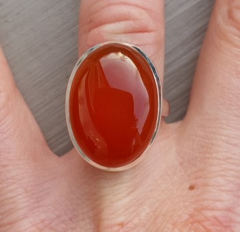 Zilveren ring met ovale Carneool ring maat 17 mm