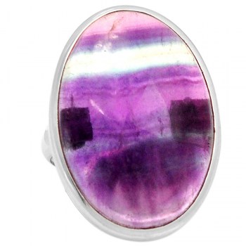 Zilveren ring met Fluoriet ring maat 17 mm