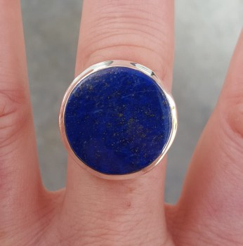 Zilveren ring met ronde cabochon Lapis Lazuli 18.5 mm