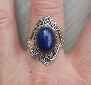 Zilveren ring met ovale cabochon Lapis Lazuli 19 mm