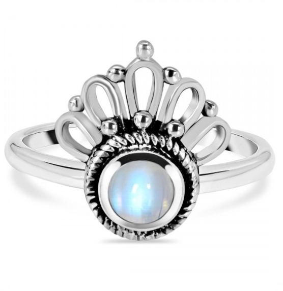 Maanfasenring De Acht Fasen Van De Maanring, 925 Zilver, Maansteen