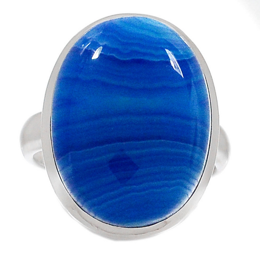 Zilveren Ring Met Blauwe Botswana Agaat 17 7 Mm Sieraden Met Agaat